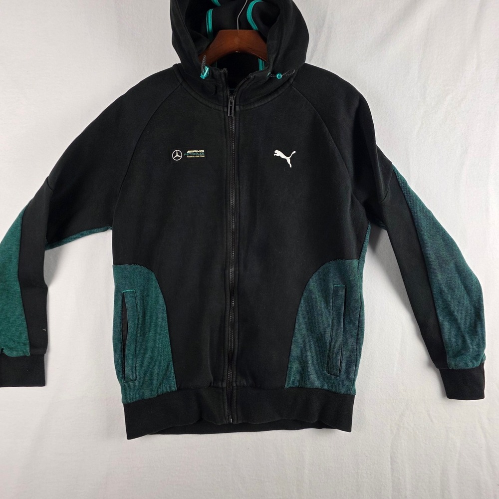 Puma Men's Mercedes AMG Petronas F1 Zip Up Hoodie Jacket Black Green Size M